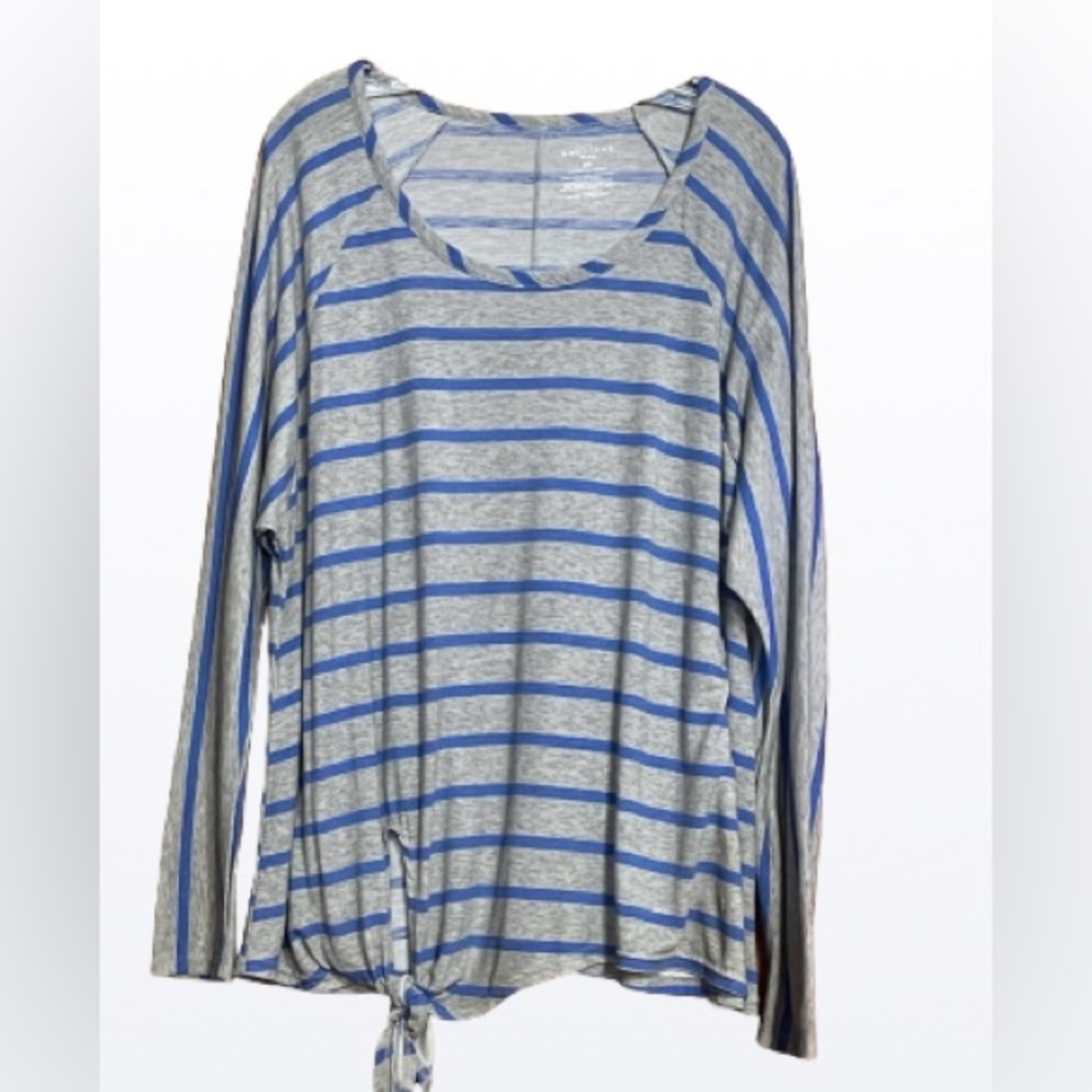 Boutique Plus Scoop Neck Long Sleeve Tie Bottom Top Sz 2X